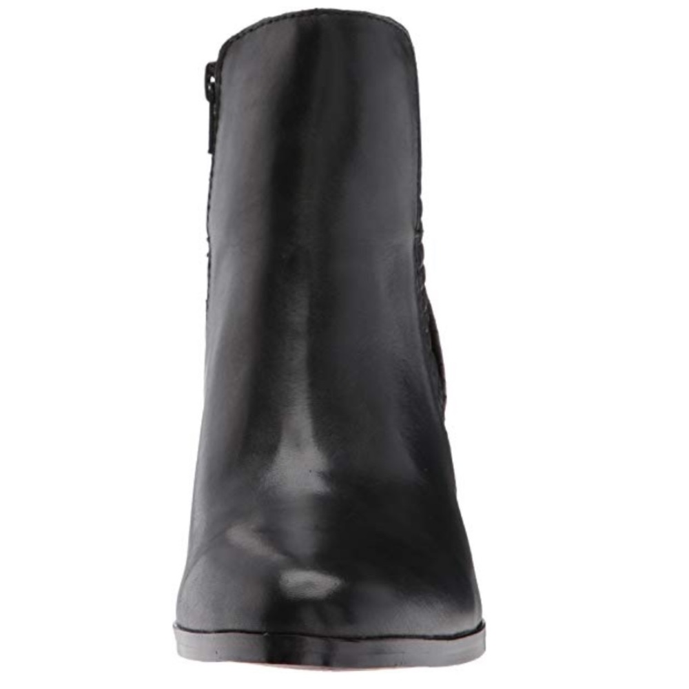 Black Woven Details Genuine Leather Ankle Boots - Picture 6 of 8